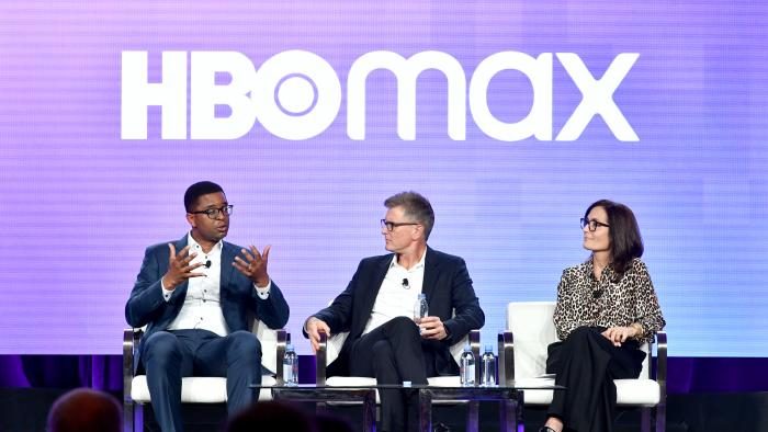 PASADENA, CALIFORNIA - JANUARY 15: (L-R) TNT, TBS, truTV, HBO & HBO Max Content Acquisition EVP Michael Quigley, HBO Max CCO and TNT, TBS, & truTV President Kevin Reilly and HBO Max Head of Original Content Sarah Aubrey appear onstage during the HBO Max executive session segment of the 2020 Winter Television Critics Association Press Tour at The Langham Huntington, Pasadena on January 15, 2020 in Pasadena, California. 697450 (Photo by Emma McIntyre/Getty Images for WarnerMedia)