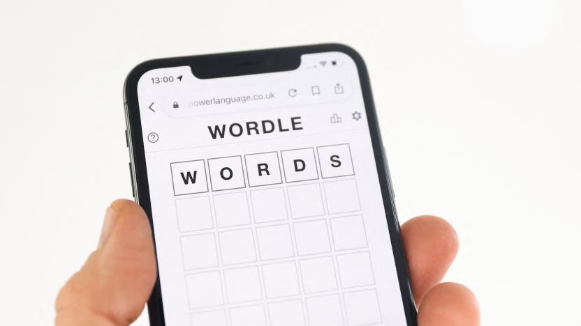 Wordle, a website-only word game played on mobile phones and tablets, is displayed in this picture illustration taken February 1, 2022. REUTERS/Andrew Boyers/Illustration