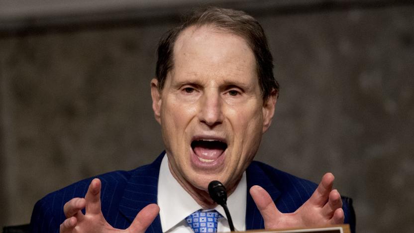 US Senator Ron Wyden speaks as US Trade Representative Robert Lighthizer appears at a Senate Finance Committee hearing on the Presidents 2020 trade policy agenda, on Capitol Hill, June 17, 2020, in Washington, DC. (Photo by Andrew Harnik / POOL / AFP) (Photo by ANDREW HARNIK/POOL/AFP via Getty Images)