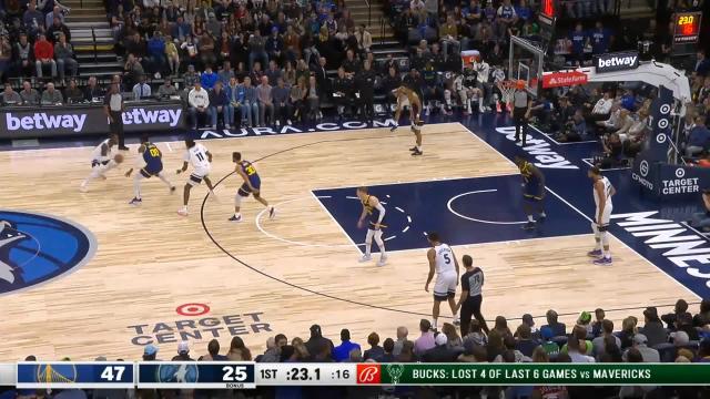 Rudy Gobert with a last basket of the period vs the Golden State Warriors