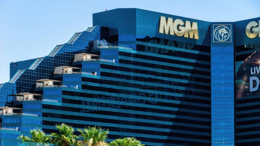 Las Vegas, Nevada, USA - August 01, 2022:Exterior views of the MGM Grand Casino on the Las Vegas Strip