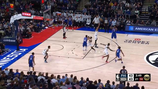 Tobias Harris with a dunk vs the Minnesota Timberwolves