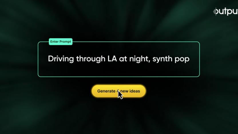 A prompt from the software in which a user asks to generate samples based on LA synth pop. 