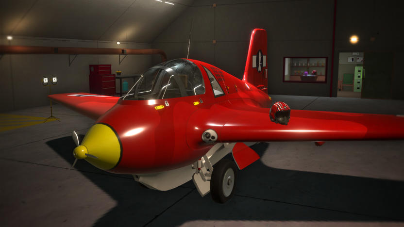 A red propeller engine plane in Ultrawings 2.