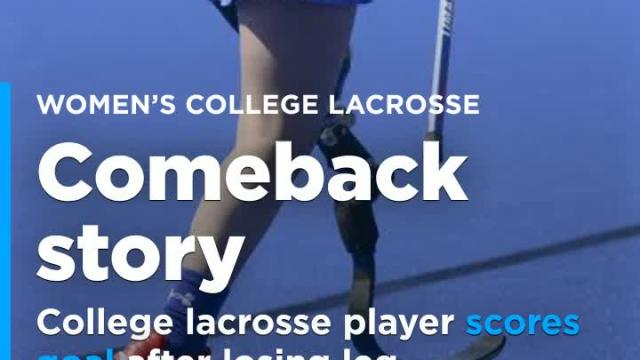 College lacrosse player returns to field, scores goal after losing leg in moped accident