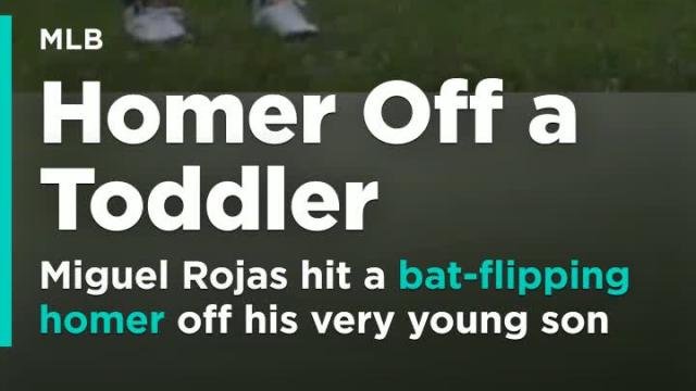 Miguel Rojas hit a bat-flipping homer off his very young son