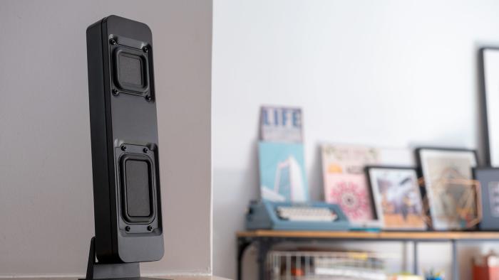 Drop's BMR1 speaker is pictured on a shelf.