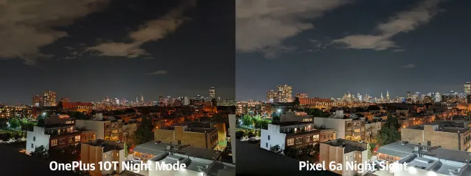 OP10T vs Pixel 6a nightscape