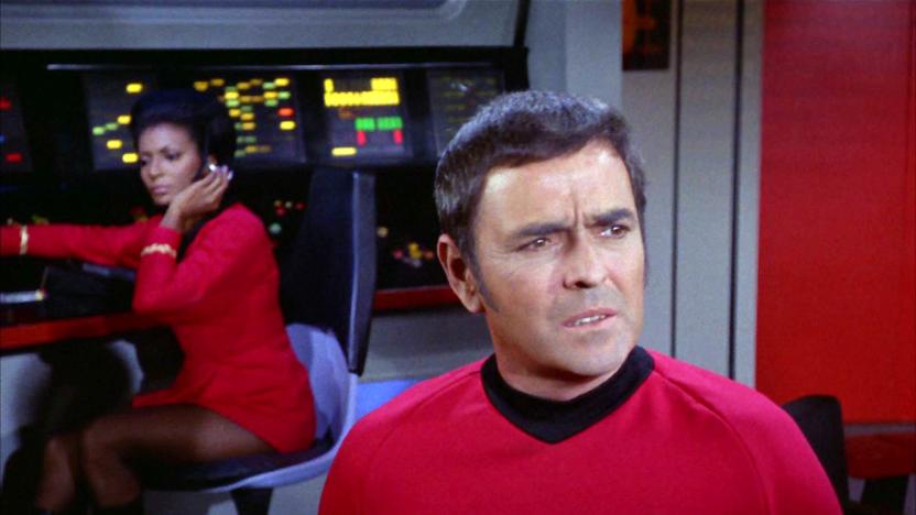 LOS ANGELES - JANUARY 3: From left: Nichelle Nichols as Lieutenant Uhura and James Doohan as Chief Engineer Montgomery 'Scotty' Scott on the Star Trek: The Original Series episode, "Whom Gods Destroy." Originally aired January 3, 1969. Image is a screen grab. (Photo by CBS via Getty Images) 