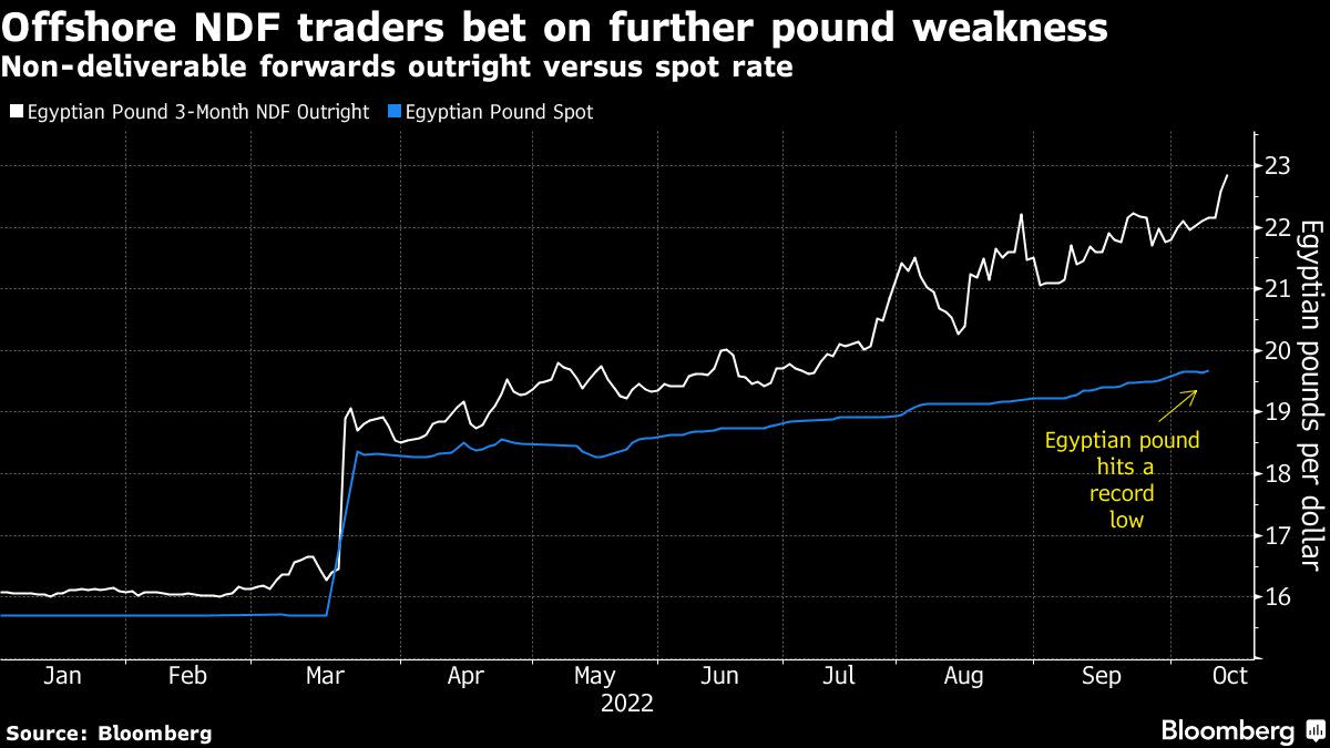 Egyptian Pound Has Bears Betting on 14% Drop as IMF Deal Nears