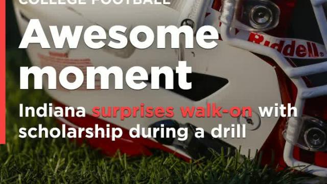 Indiana coach Tom Allen surprises walk-on with a scholarship