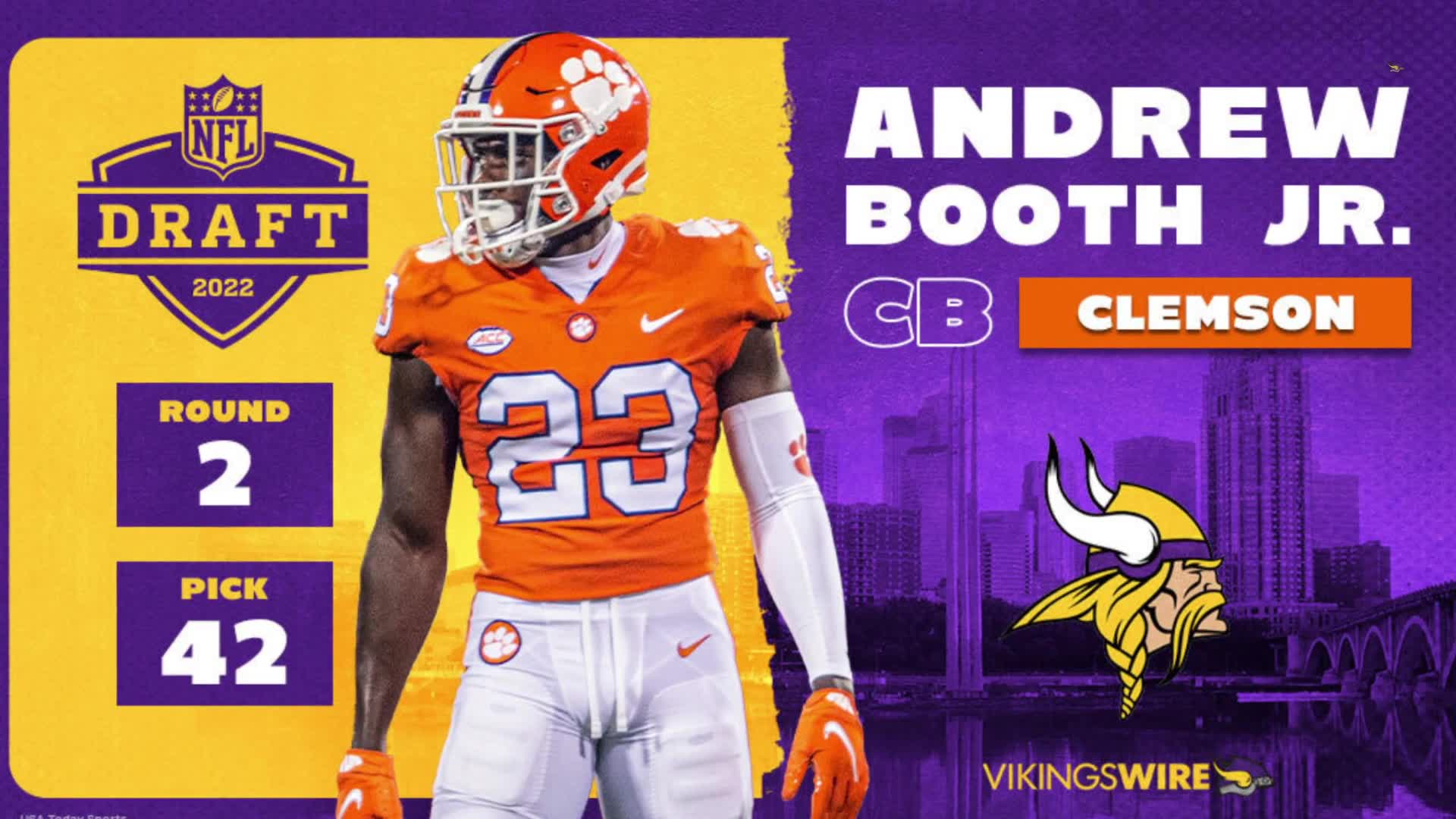 2022 NFL draft: Vikings trade up to get Andrew Booth Jr.