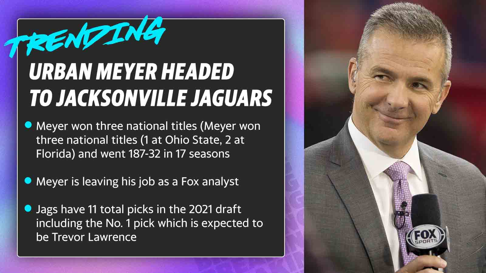 Urban Meyer's Jacksonville Jaguars select Trevor Lawrence with No