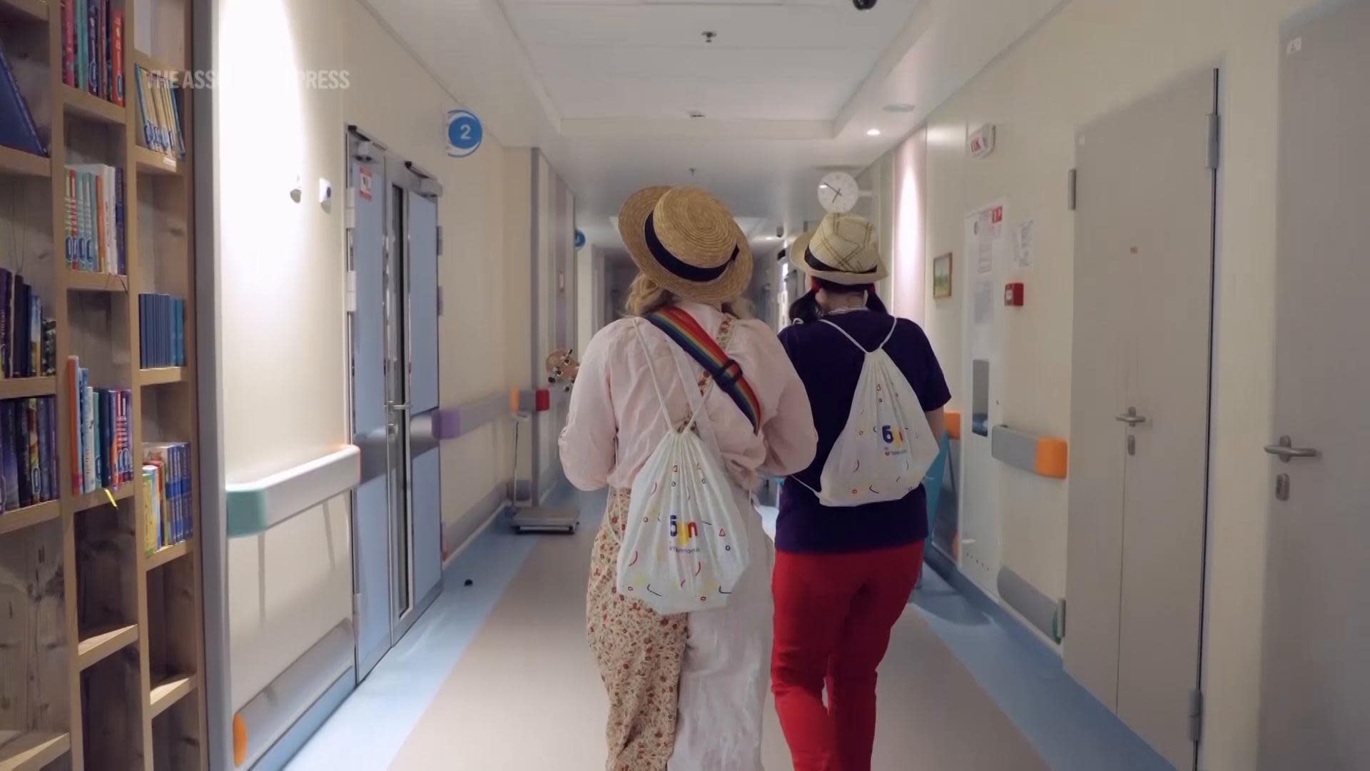 Hospital clowns bring joy to young Ukrainian cancer patients who survived Russian missile attack