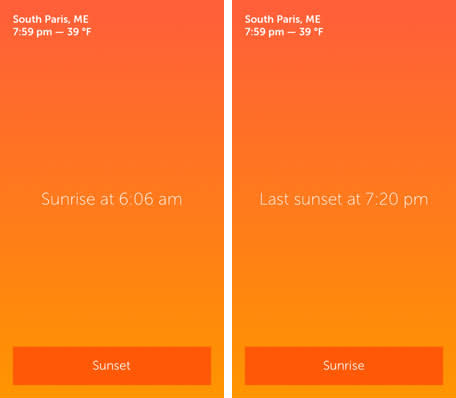 Daily App: Skylit shows sunset and sunrise times so you are never left in the dark