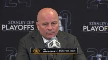 Jim Montgomery and Jeremy Swayman react to controversial goal in Game 4