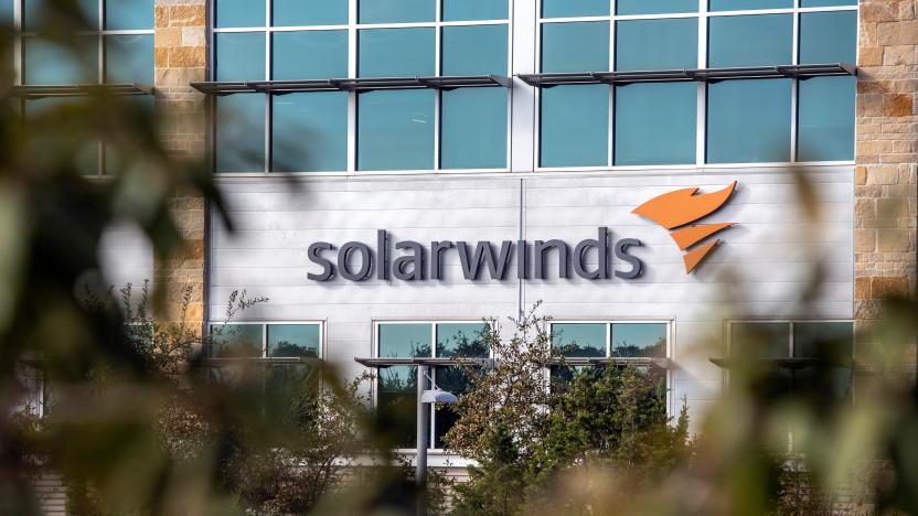 The SolarWinds logo is seen outside its headquarters in Austin, Texas, U.S., December 18, 2020. REUTERS/Sergio Flores