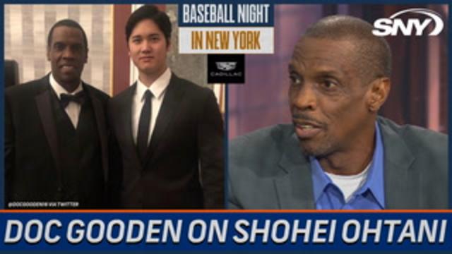 Doc Gooden posted this picture today with Shohei Ohtani 🤝 Doc will join us  tonight on Baseball Night in New York at 6 p.m.! 👀