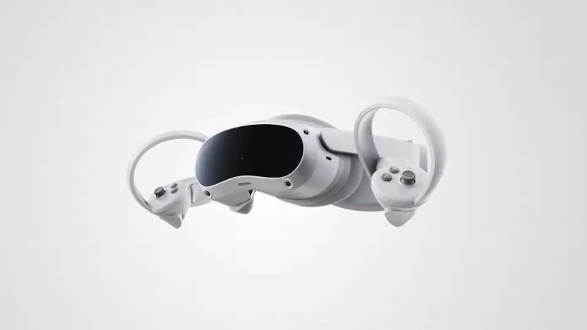Pico 4 virtual reality headset and controllers.