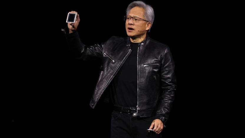 SAN JOSE, CALIFORNIA - MARCH 18: Nvidia CEO Jensen Huang delivers a keynote address during the Nvidia GTC Artificial Intelligence Conference at SAP Center on March 18, 2024 in San Jose, California. The developer conference is expected to highlight new chip, software, and AI processor technology.  (Photo by Justin Sullivan/Getty Images)