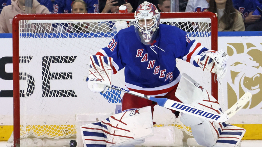 Getty Images - NEW YORK, NEW YORK - APRIL 15: Igor Shesterkin #31 of the New York Rangers makes a first period save against the Ottawa Senators at Madison Square Garden on April 15, 2024 in New York City. (Photo by Bruce Bennett/Getty Images)