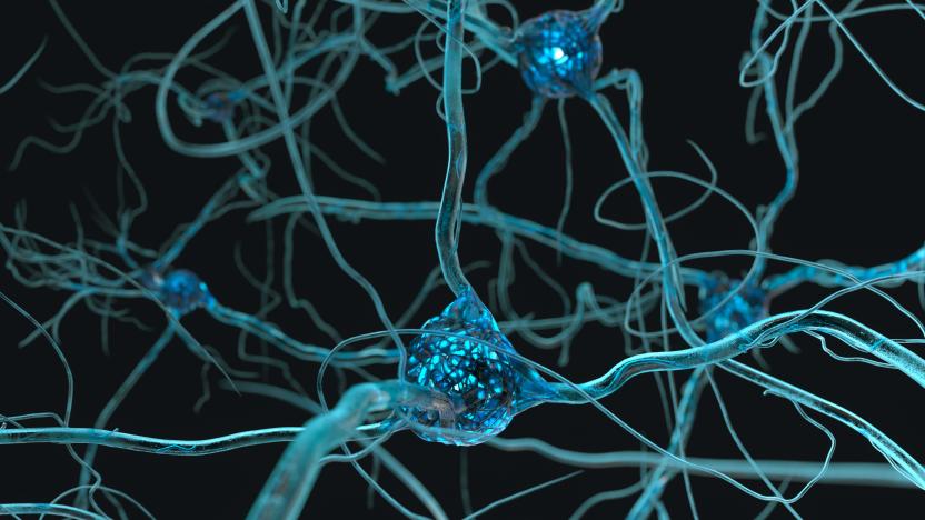 System of neurons with glowing connections on black background