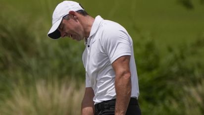 Associated Press - Rory McIlroy, of Northern Ireland, reacts after missing is shot on the third hole during the final round of the PGA Zurich Classic golf tournament at TPC Louisiana in Avondale, La., Sunday, April 28, 2024. (AP Photo/Gerald Herbert)