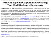 Pembina Pipeline Corporation Files 2023 Year-End Disclosure Documents