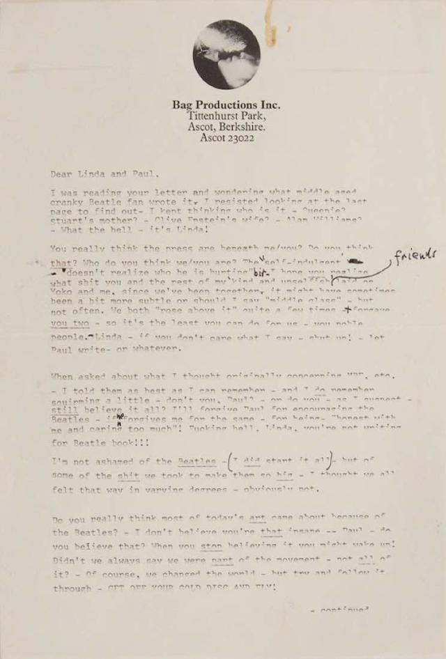 John Lennon Letter 1