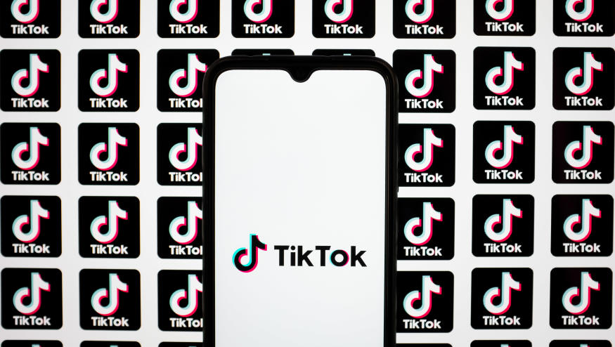 The TikTok logo is being displayed on a smartphone screen in Athens, Greece, on March 14, 2024. (Photo by Nikolas Kokovlis/NurPhoto via Getty Images)