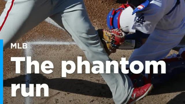 Phillies beat Dodgers with aid of run that scored without touching home plate