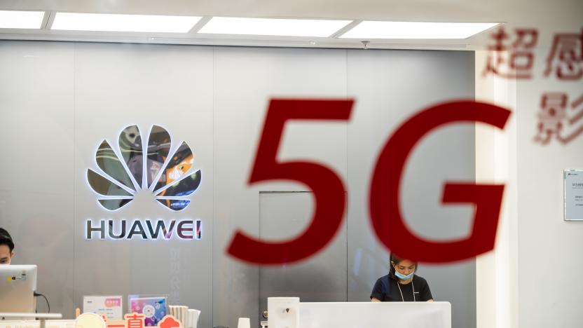 SHENZHEN, CHINA - 2020/10/05: Chinese multinational technology company Huawei logo and 5G sign seen at a store. (Photo by Alex Tai/SOPA Images/LightRocket via Getty Images)