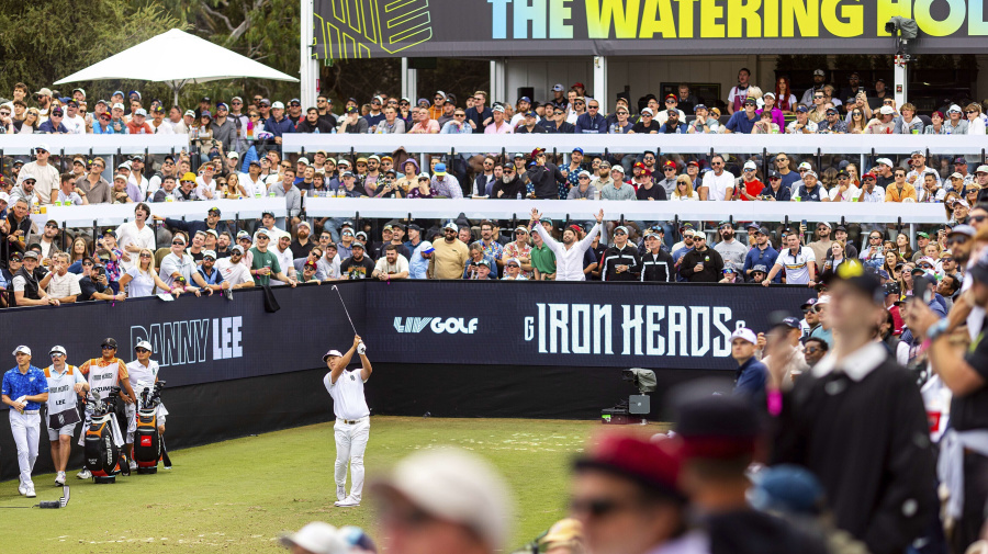 Associated Press - Danny Lee of Iron Heads GC hits his shot from the 12th tee during the second round of LIV Golf tournament, Saturday, April 27, 2024, in Adelaide, Australia. (Chris Trotman/LIV Golf via AP)