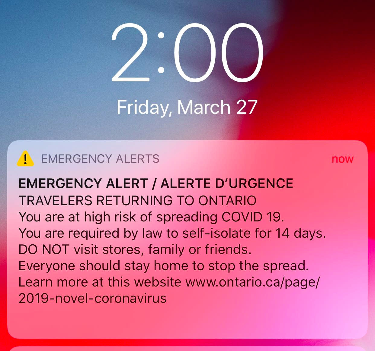 COVID19 Emergency Alert Ontario residents reacts with confusion