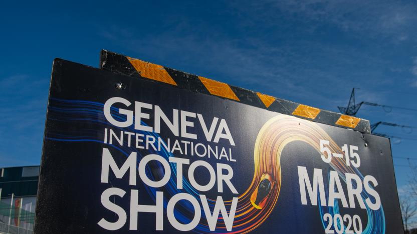 GENEVA, SWITZERLAND - FEBRUARY 28: Banner of GIMS 2020 is being displayed after cancellation of the Geneva Auto Show on February 28, 2020 in Geneva, Switzerland. Swiss authorities announced today that all upcoming events with more than 1,000 attendees will be cancelled in an attempt to prevent further spread of the coronavirus. Hundreds of coronavirus cases have been confirmed in nearby northern Italy and smaller numbers of cases are being confirmed daily across western Europe. (Photo by Robert Hradil/Getty Images)