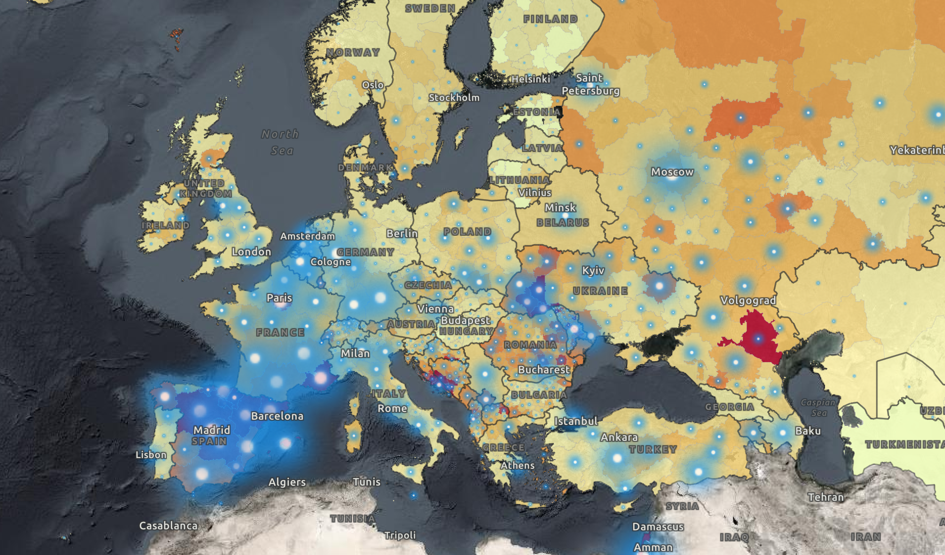 WHO map shows coronavirus hotspots across Europe