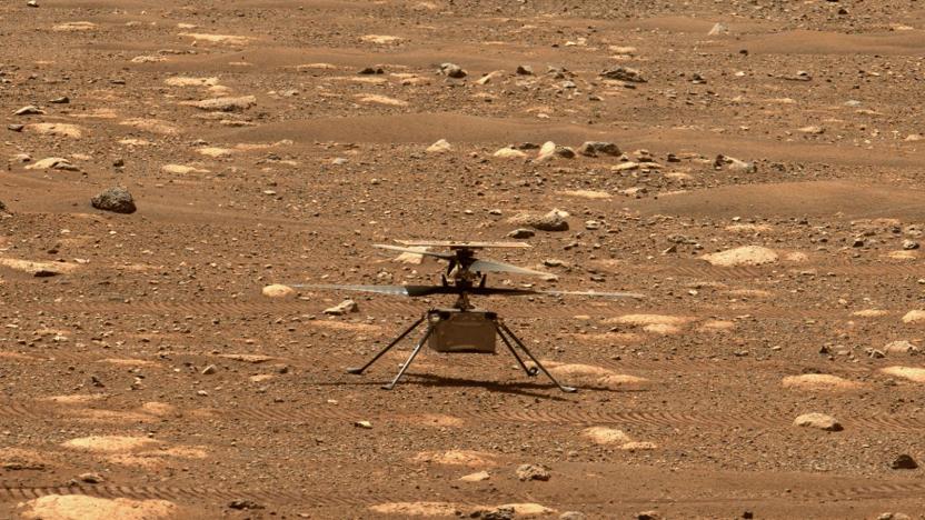 NASA Ingenuity helicopter on the surface of Mars