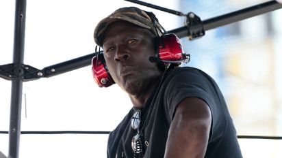 Reuters - Oct 22, 2023; Homestead, Florida, USA; 23XI Team co-owner Michael Jordan sits atop of the pitbox during the 4EVER 400 presented by Mobil 1 at Homestead-Miami Speedway. Mandatory Credit: Jasen Vinlove-USA TODAY Sports