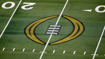 Associated Press - FILE - The College Football Playoff logo is shown on the field at AT&T Stadium before the Rose Bowl NCAA college football game between Notre Dame and Alabama in Arlington, Texas, Jan. 1, 2021. TNT Sports will begin airing College Football Playoff games this upcoming season through a sublicense with ESPN. The five-year agreement gives TNT two first-round games the first two years. Beginning in 2026, it expands to two first-round and two quarterfinals.(AP Photo/Roger Steinman, File)