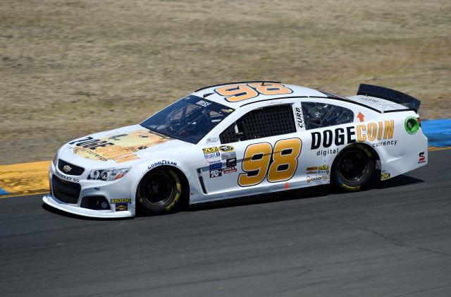 SONOMA, CA - JUNE 26:  Josh Wise, driver of the #98 Dogecoin Chevrolet, practices for the NASCAR Sprint Cup Series Toyota/Save Mart 350 at Sonoma Raceway on June 26, 2015 in Sonoma, California.  (Photo by Rainier Ehrhardt/NASCAR via Getty Images)