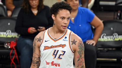 Getty Images - COLLEGE PARK, GEORGIA - JULY 25: Brittney Griner #49 of the Phoenix Mercury during the game against the Atlanta Dream at Gateway Center Arena on July 25, 2023 in College Park, Georgia. NOTE TO USER: User expressly acknowledges and agrees that, by downloading and or using this photograph, User is consenting to the terms and conditions of the Getty Images License Agreement.  (Photo by Paras Griffin/Getty Images)