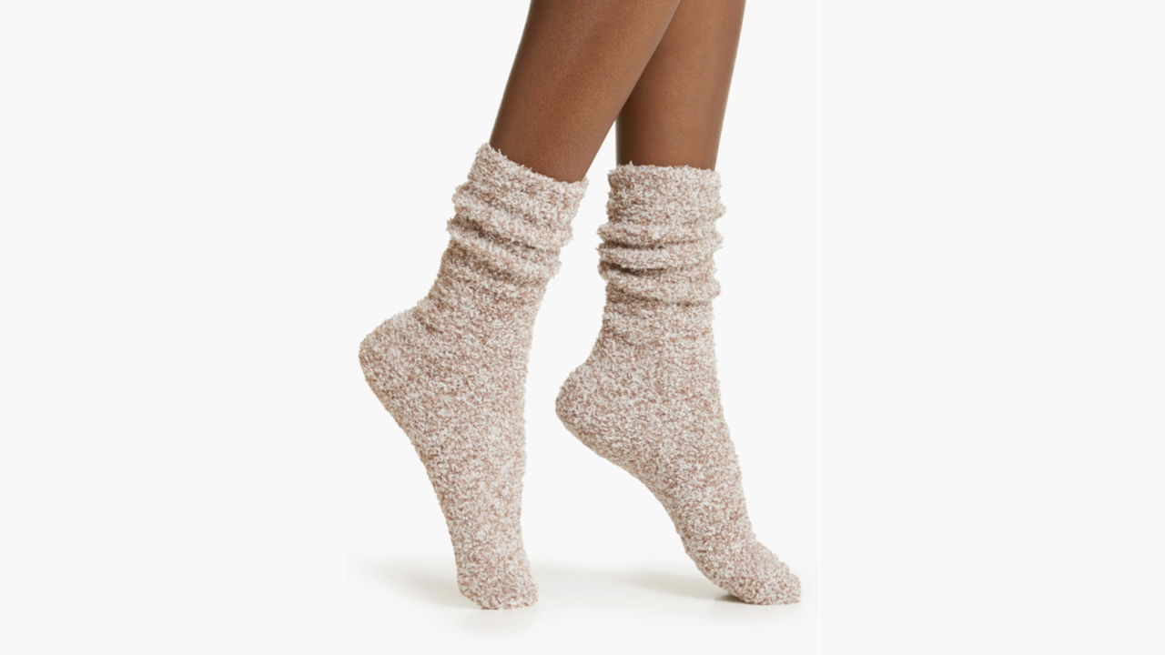 Barefoot Dreams Cozychic Women's Heathered Socks Dusty Rose/White - Small  Favors