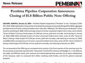 Pembina Pipeline Corporation Announces Closing of $1.8 Billion Public Note Offering