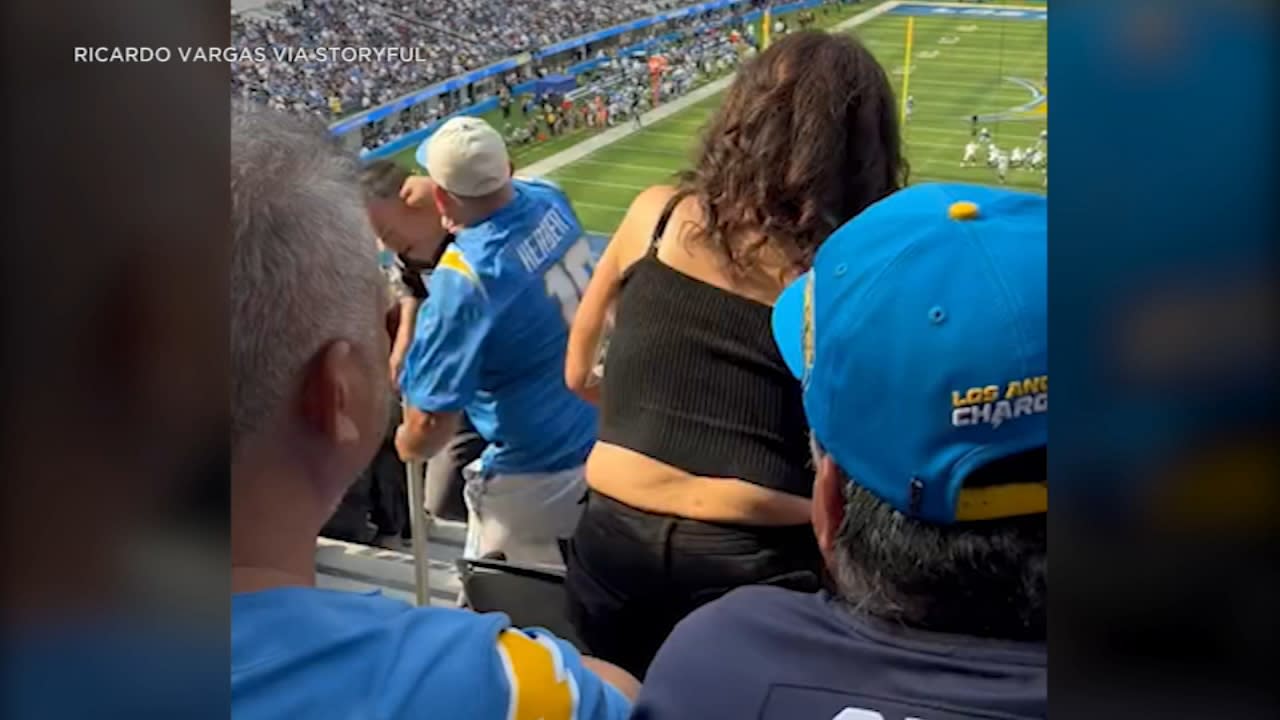 Fans of Chargers, Raiders fight in stands at SoFi stadium game - ABC7 Los  Angeles