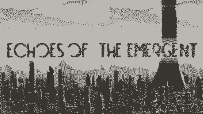 The title screen for the Playdate game Echoes of the Emergent