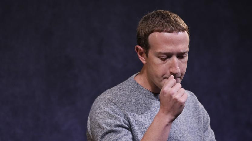 NEW YORK, NY - OCTOBER 25: Facebook CEO Mark Zuckerberg pauses while speaking about the new Facebook News feature at the Paley Center For Media on October 25, 2019 in New York City. Facebook News, which will appear in a new dedicated section on the Facebook app, will offer stories from a mix of publications, including The New York Times, The Wall Street Journal and The Washington Post, as well as other digital-only outlets.(Photo by Drew Angerer/Getty Images)