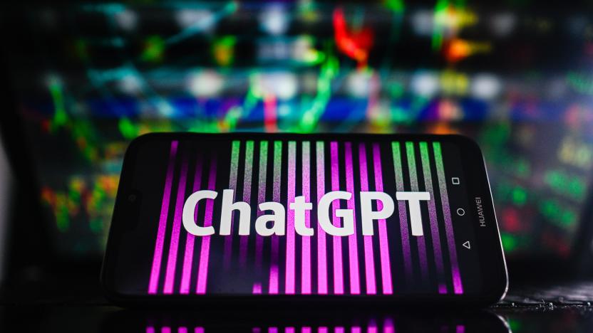 POLAND - 2023/07/14: In this photo illustration, an Open AI Chat GPT logo is displayed on a smartphone with Stock market graphics in the background. (Photo Illustration by Omar Marques/SOPA Images/LightRocket via Getty Images)