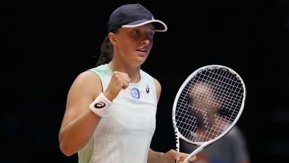 Associated Press - Poland's Iga Swiatek of Kites, celebrates after she beats Belarus' Aryna Sabalenka of Falcons, during a match of the World Tennis League at Coca-Cola Arena, in Dubai, United Arab Emirates, Friday, Dec. 23, 2022. (AP Photo/Kamran Jebreili)