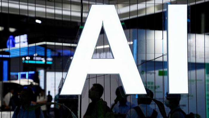 FILE PHOTO: An AI (Artificial Intelligence) sign is seen at the World Artificial Intelligence Conference (WAIC) in Shanghai, China July 6, 2023. REUTERS/Aly Song/File Photo