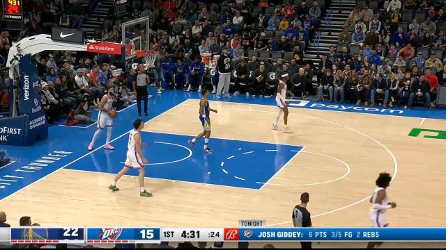 Jordan Poole with a 2-pointer vs the Oklahoma City Thunder